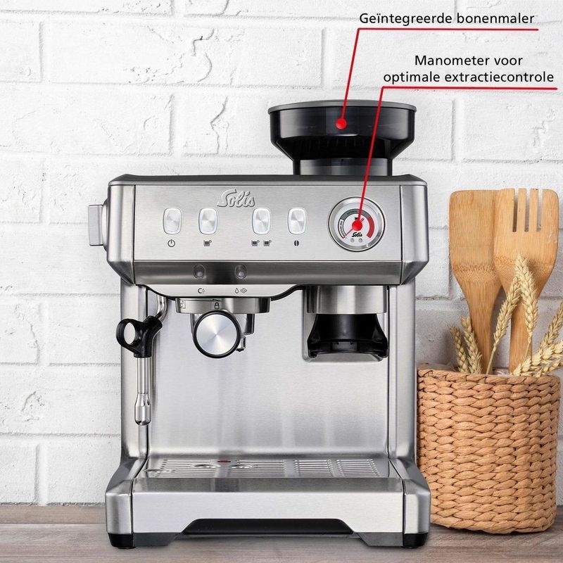 Solis - Grind & Infuse Compact - Espressomachine - RVS - Zilver