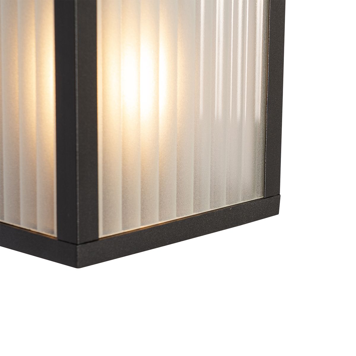 Buiten wandlamp zwart met ribbel glas 2-lichts IP44 - Charlois