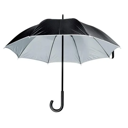 Macma Luxuriöser Regenschirm mit doppelter Bespannung, schwarz-silbergrau