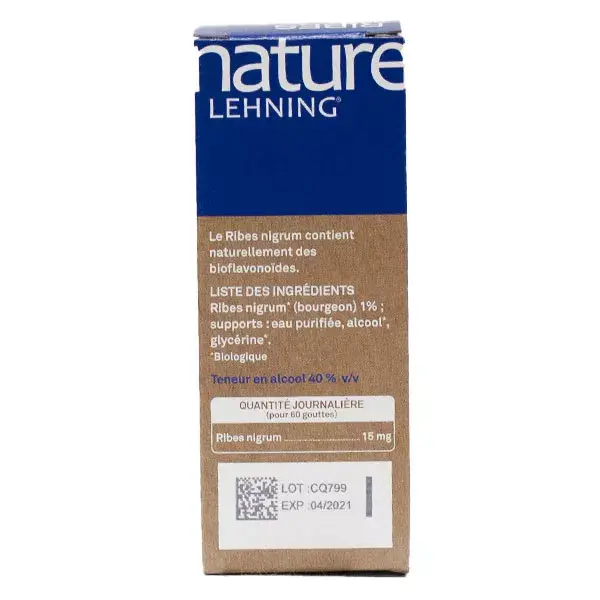 Macerado de glicerina de groselha preta orgânica Lehning Nature 60ml