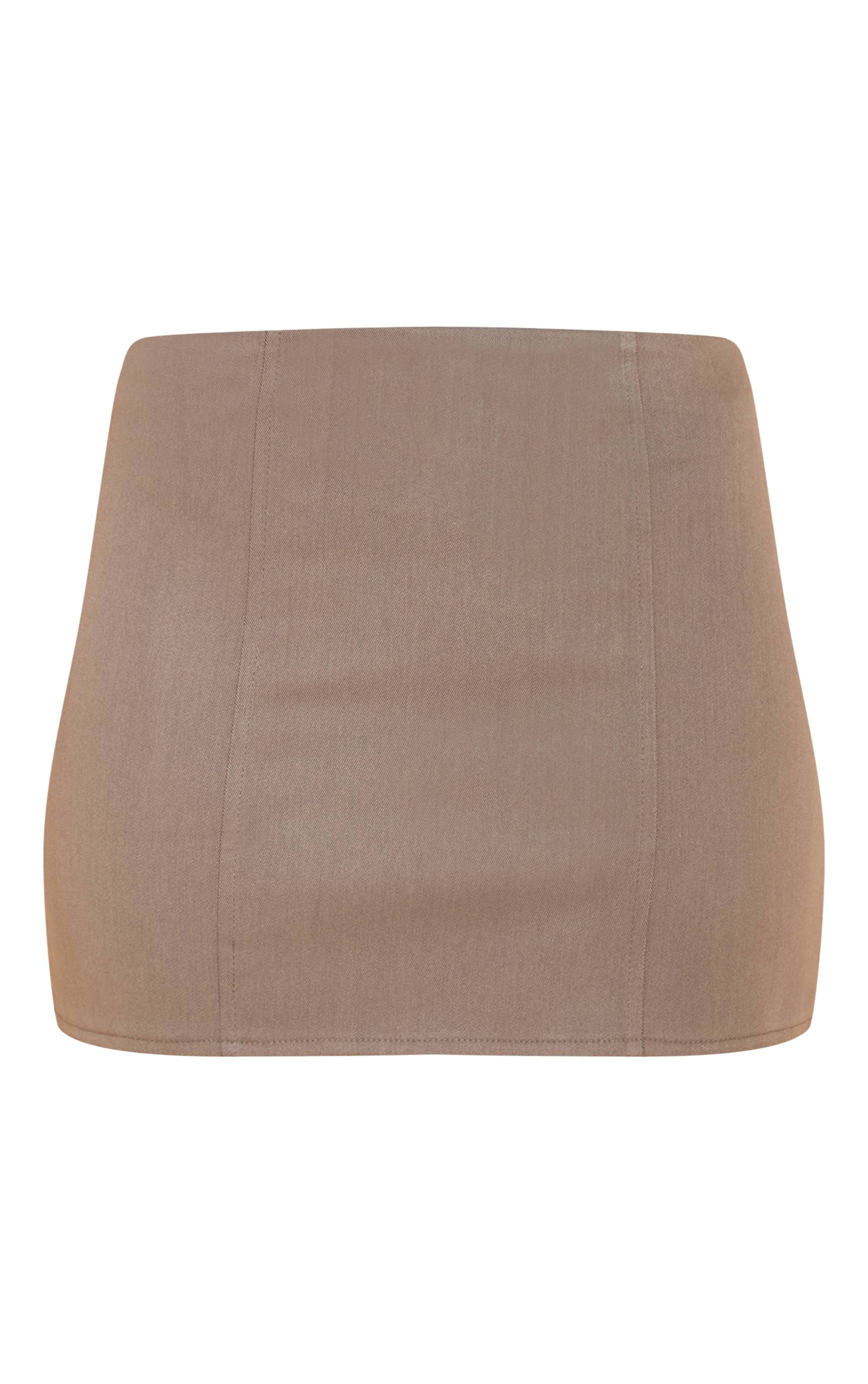 Gris Jupe Mini Évasée Taille Mi-haute En Tissu Tissé Coordonné