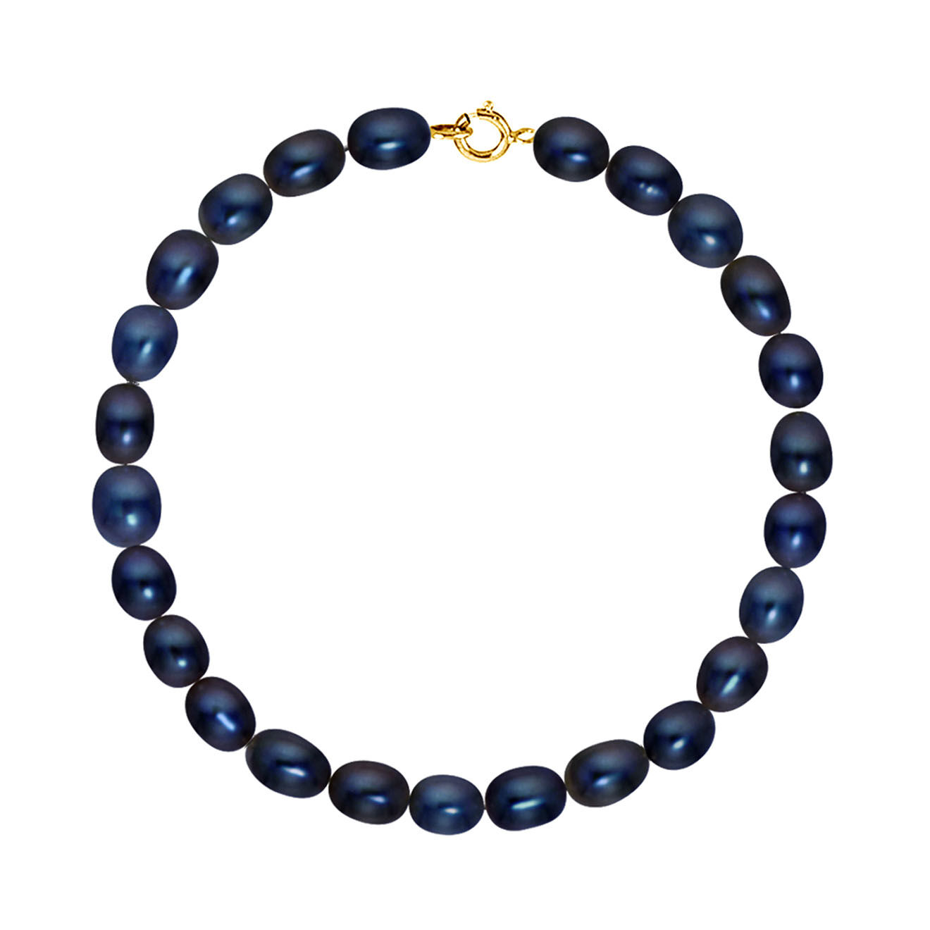 Mitzuko Bracelet Or Jaune Rang de Perles d'Eau Douce noires
