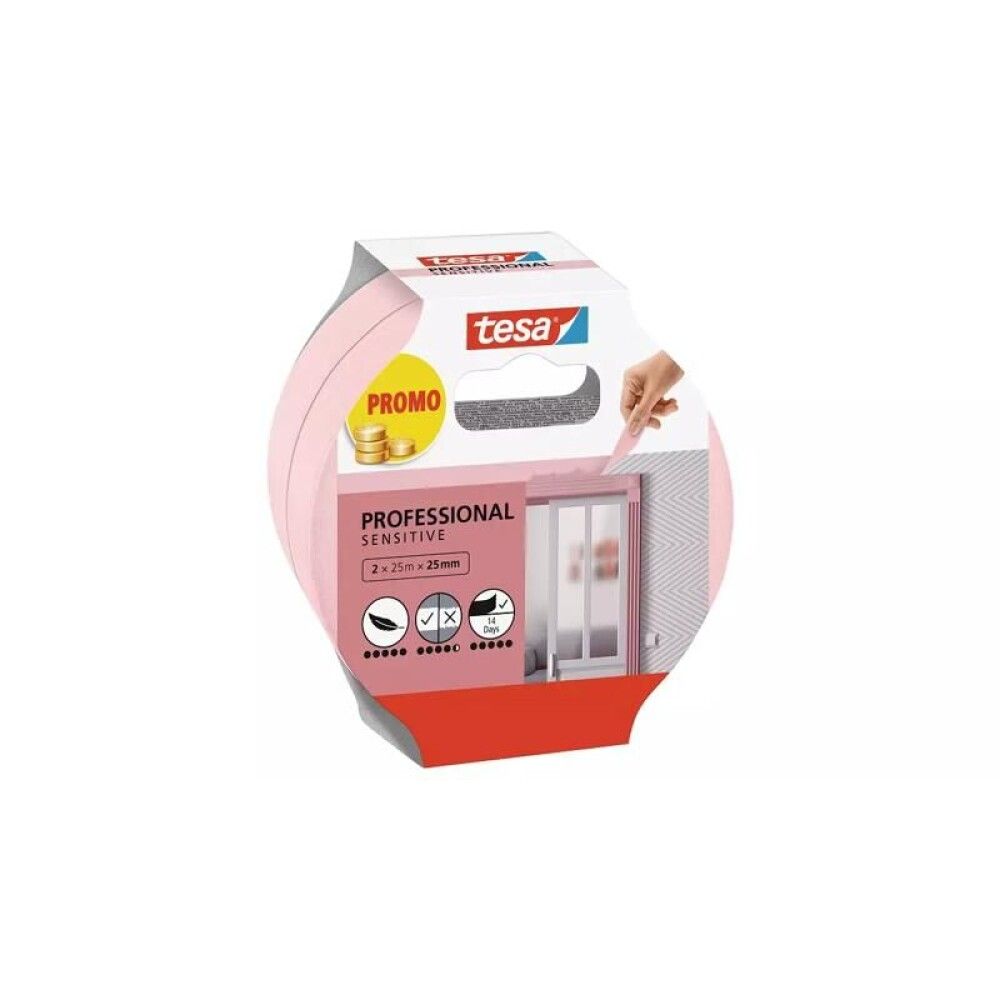 MASKERINGSTAPE TESA PROFESSIONAL SENSITIVE 25MX25MM 2STK