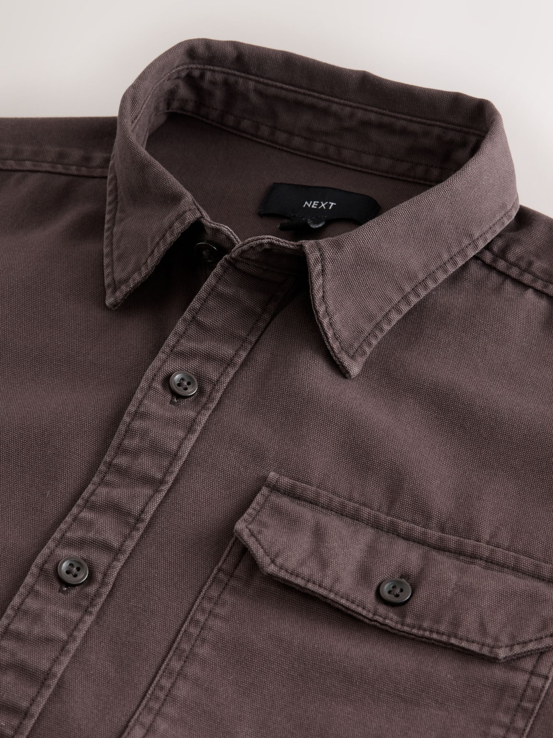 Chocoladebruin - Long Sleeve Garment Dyed Oxford Shirt