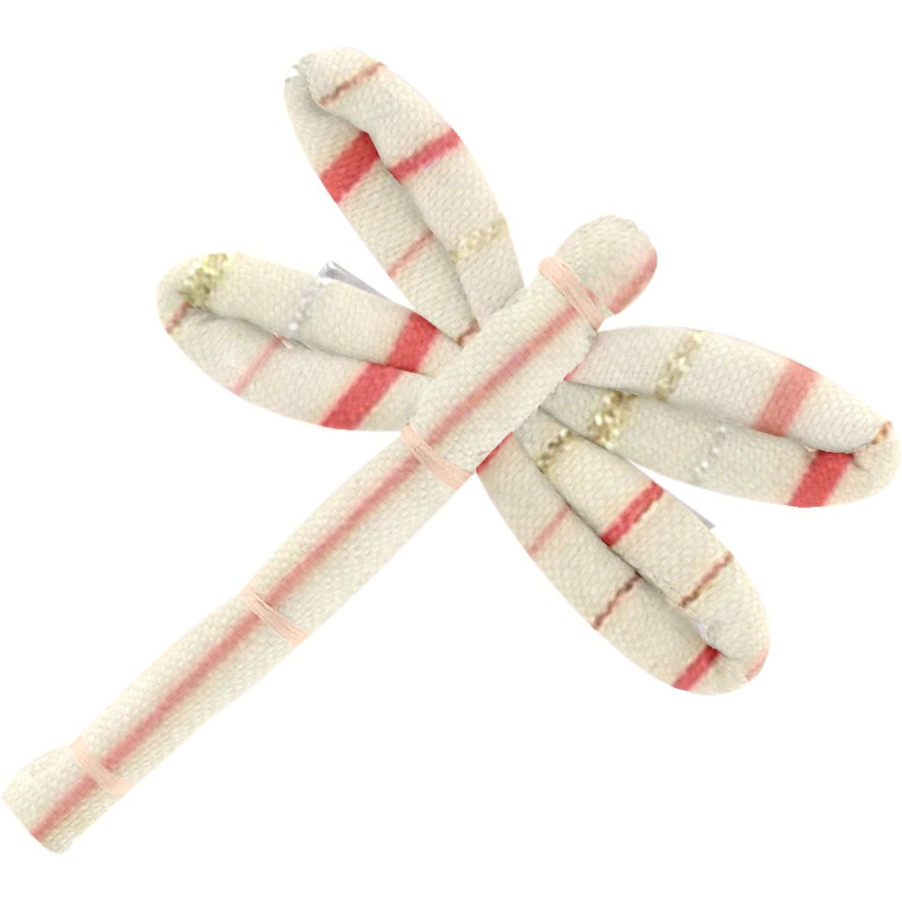 Barrette Libellule Rayé Rose Argent