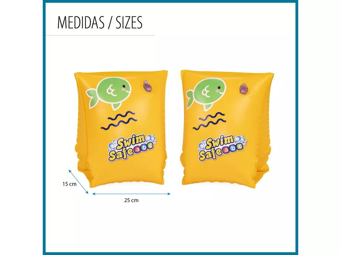 Brassards Gonflables pour Enfants de 3 à 6 ans Bestway Wondersplash 17x13 cm Couleur Jaune Double Chambre à Air