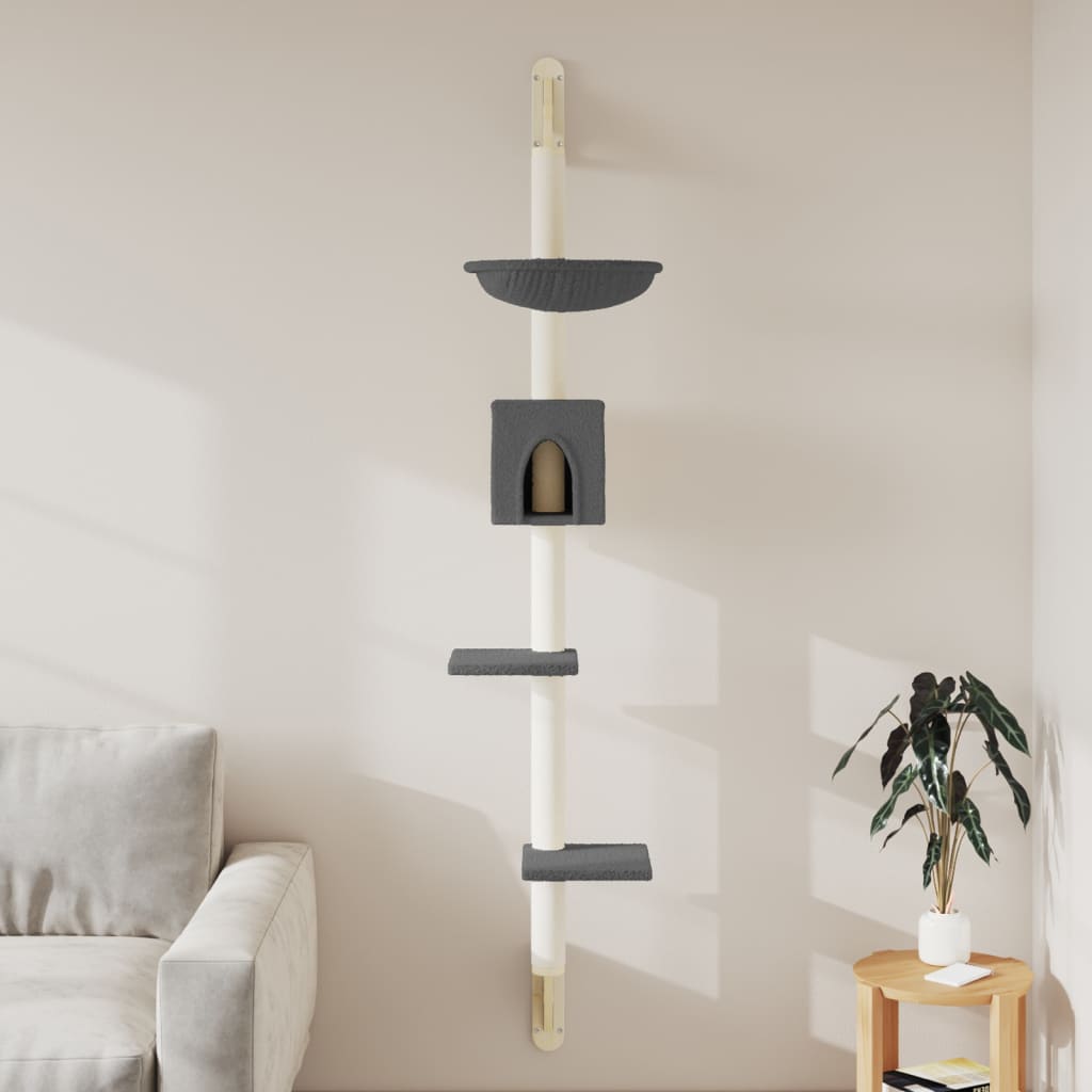 Arranhador de parede para gatos vidaXL, cinza escuro, 187 cm