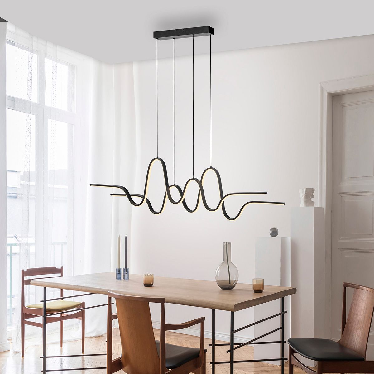 Design hanglamp zwart incl. LED dimbaar easylift - Altitude