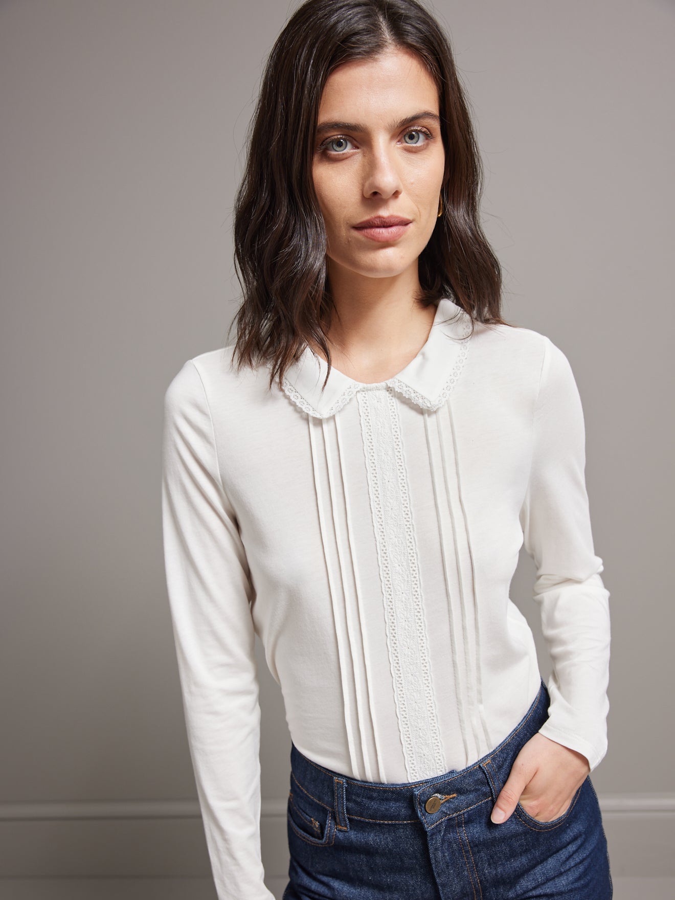 T-shirt col claudine femme - modal et coton biologique