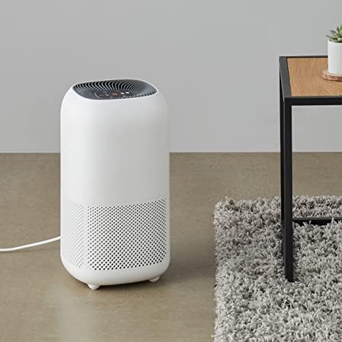 Amazon Basics   Purificateur d'air, Couvre jusqu'à 12 m², Filtres à air True HEPA et au charbon, CADR 100 m²/h, Élimine 99,97 % des allergènes (pollen, poussière, fumée), Prise européenne, Blanc : Cuisine et Maison