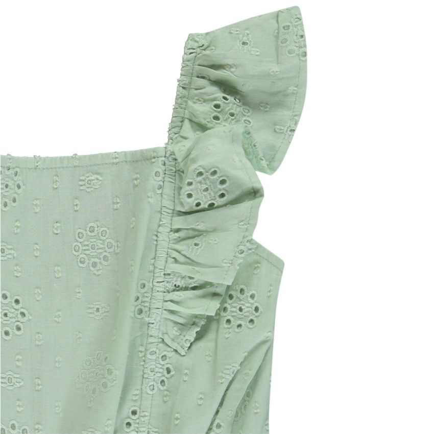 Combinaison longue en broderie anglaise pour fille - Vert