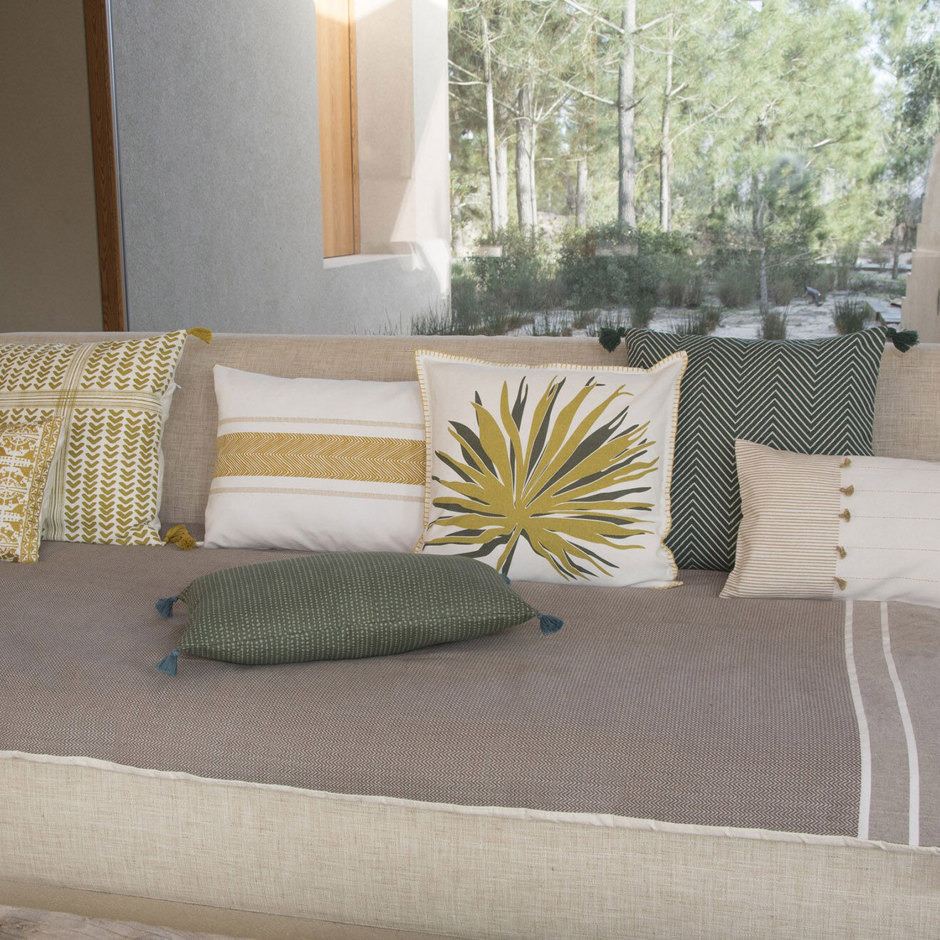 Febronie Housse de coussin Alentejo moutarde - 60x40 cm