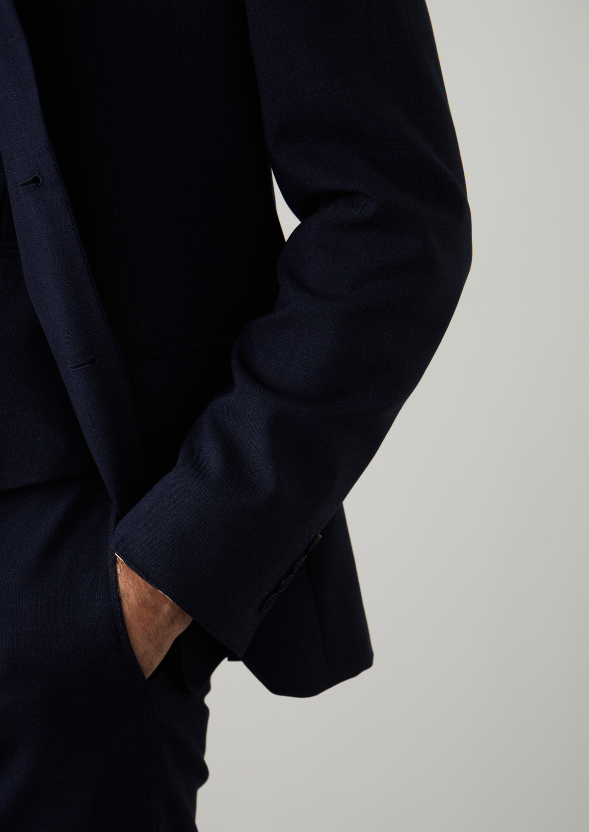 Veste de costume voyage Regular en laine unie bleu marine