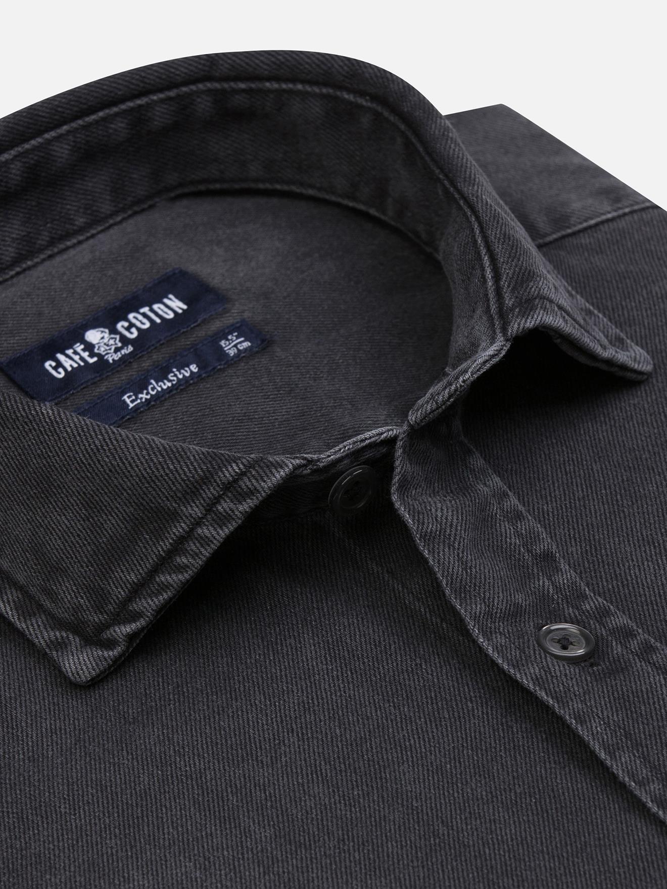 Chemise cintrée Gustav en denim carbone