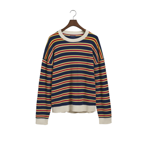 GANT Stribet Striktrøje, Dusk Blue, XL