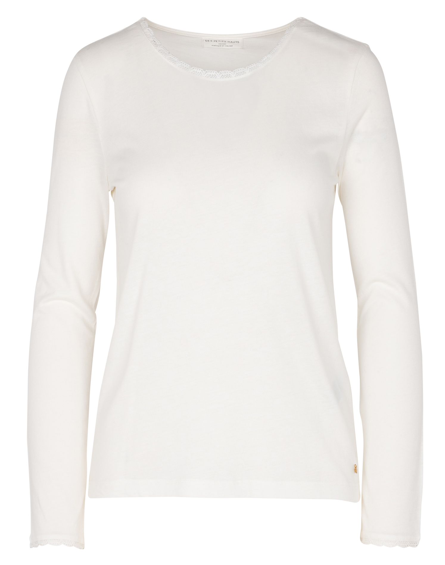 IZELIE - Tee-shirt col rond en coton mélangé | Blanc
