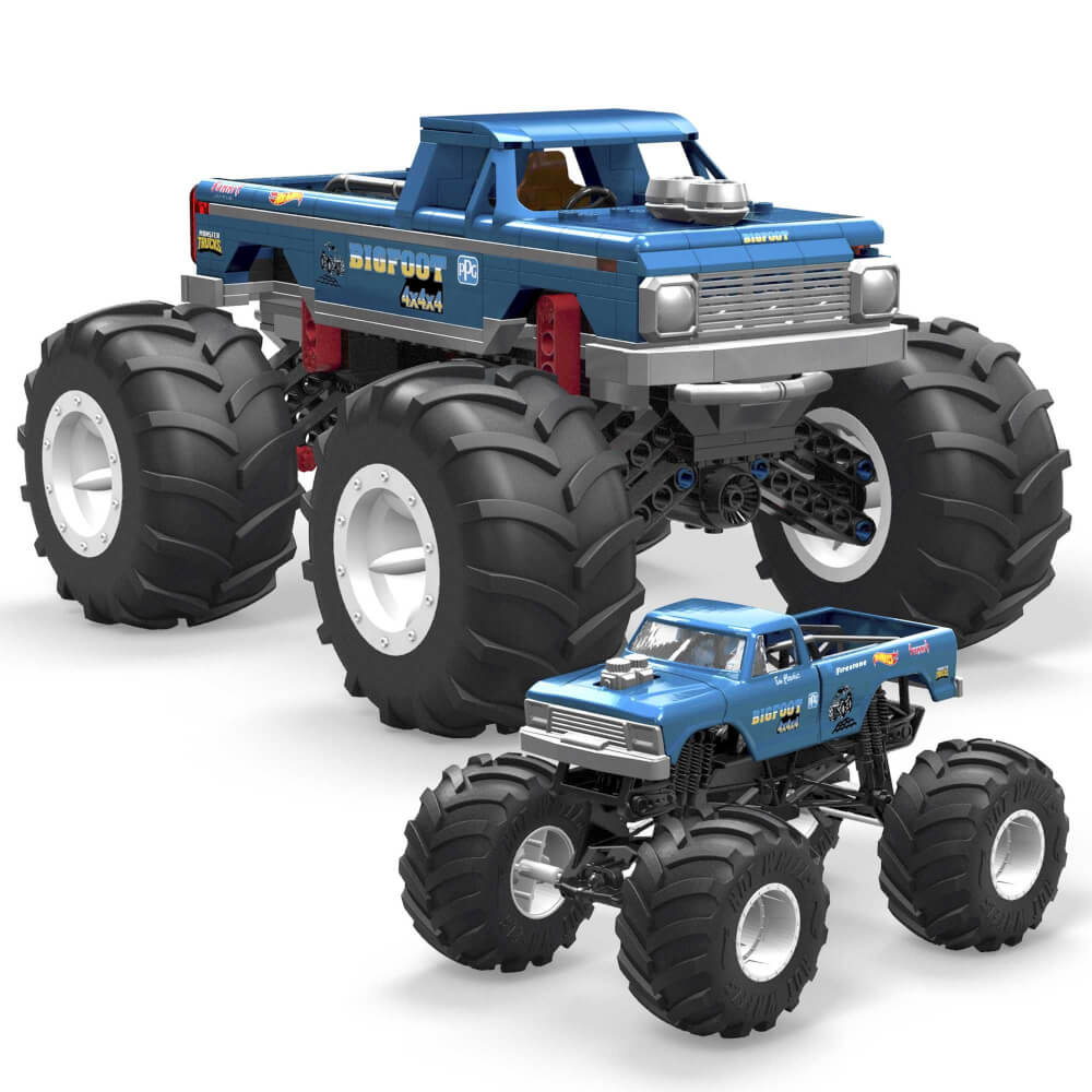 Mattel HHD20 MEGA Hot Wheels Bauset Bigfoot Monster Truck mit 538 Teilen für Erwachsene