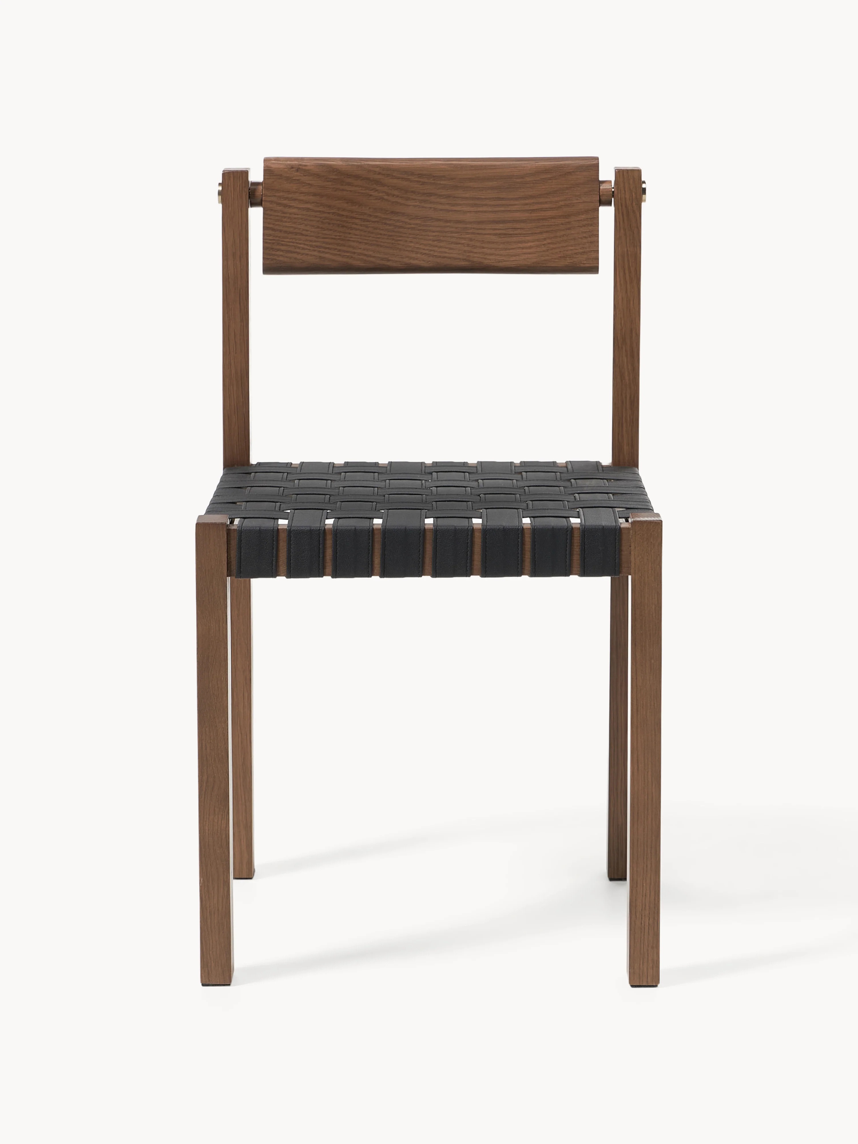 Houten stoel Liza met leren zitvlak