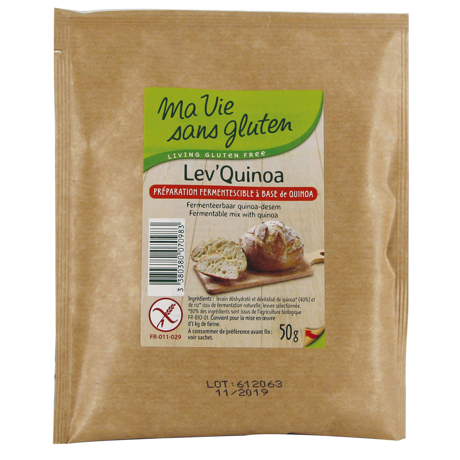 Lev'Quinoa fermentescible pour pain sans gluten
