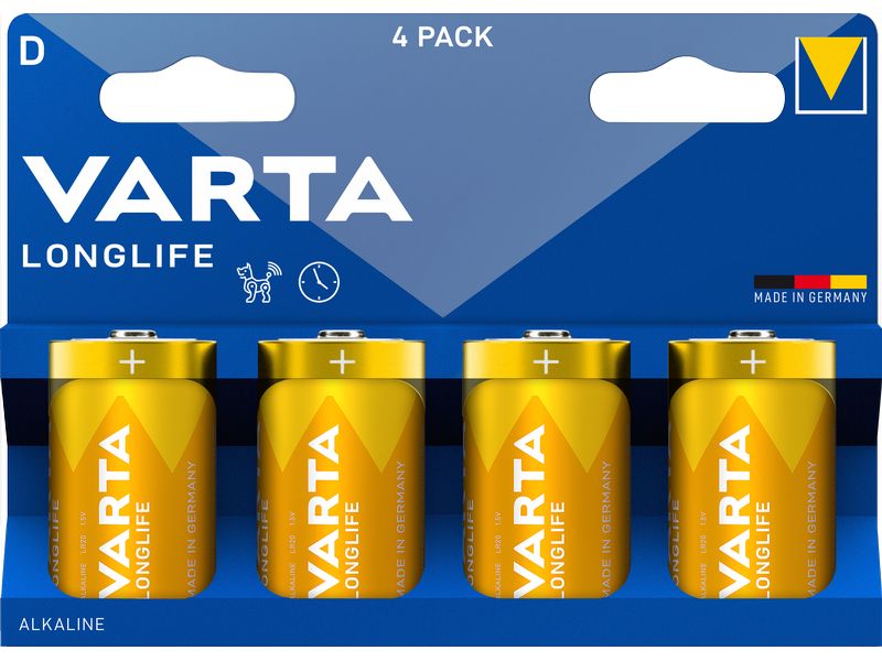Varta Batterie Longlife D , 4 Stück Gute Qualität – lange Lebensdauer und konstante Leistung