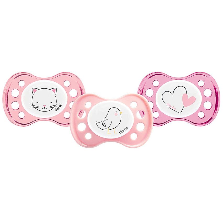 Sucette nouveau-né 0-2 mois en silicone - Rose - Ecru