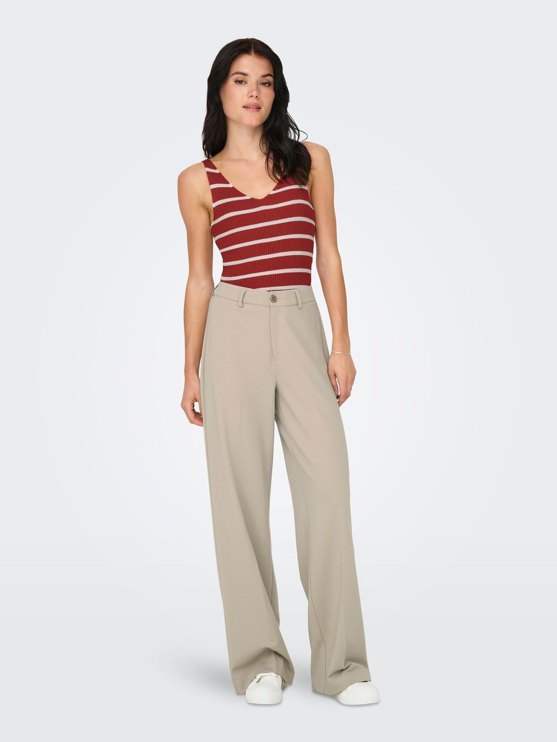 ONLPEACH Hohe Taille Weiter Beinschnitt Hose mit weitem Beinschnitt Simply Taupe