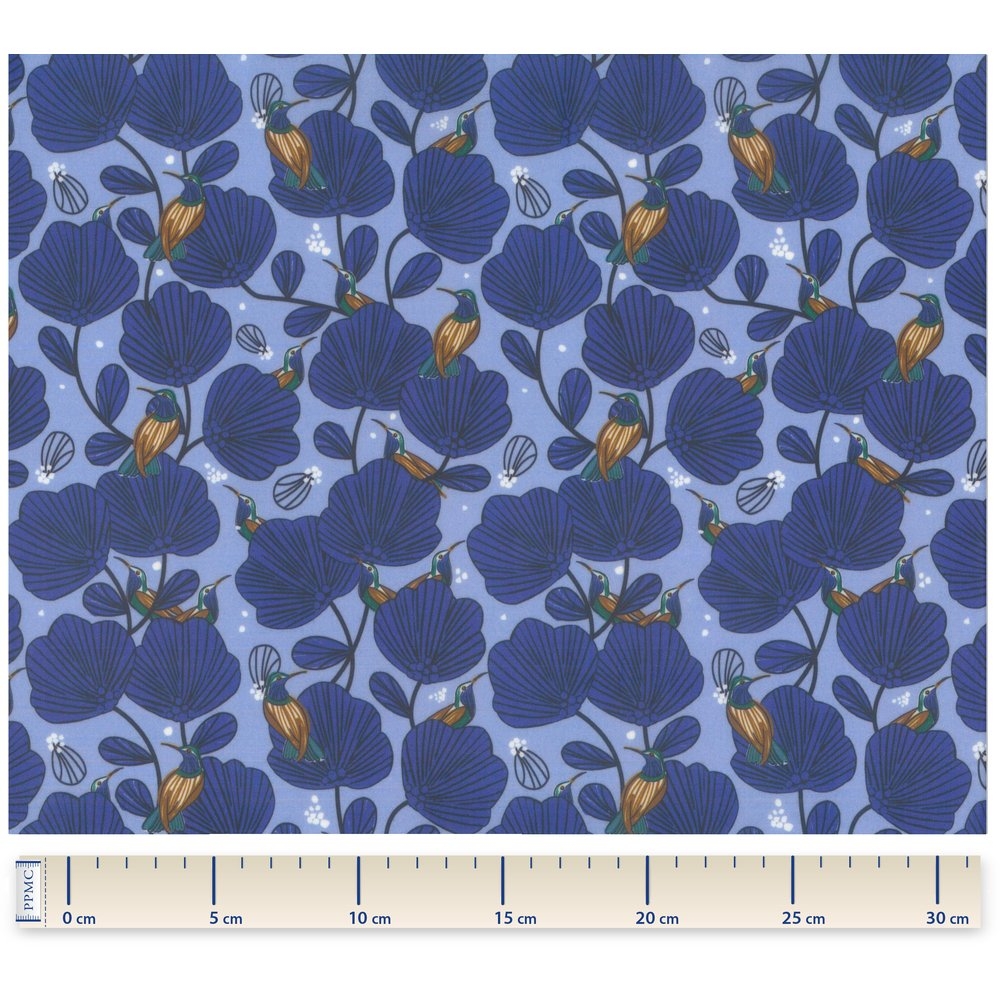 Tissu Enduit Au Mètre Oiseau Bleu Ex1110