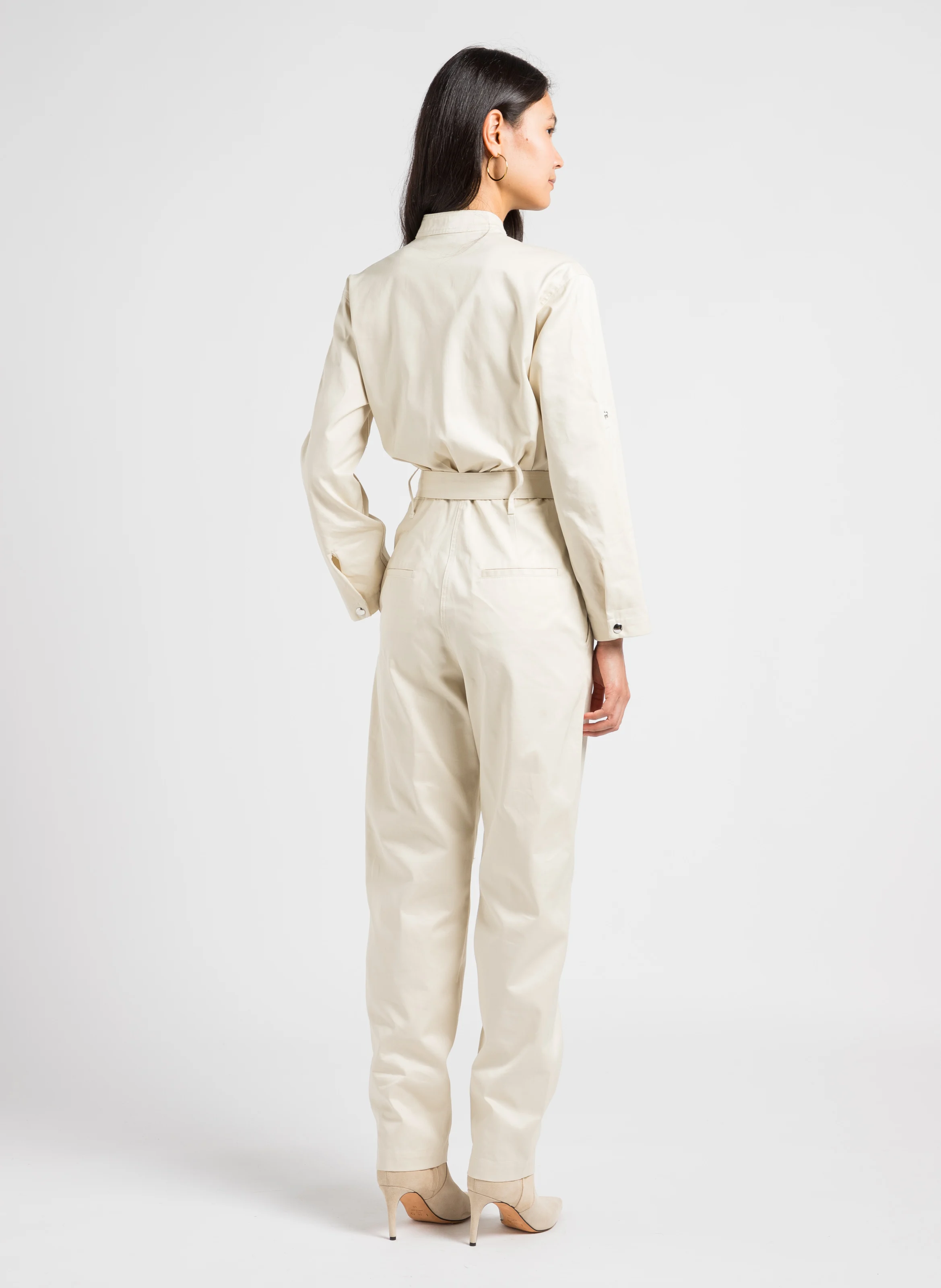 ORIANE - Combinaison ceinturée en coton| Blanc
