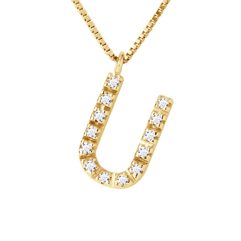 Collier ALPHABET Diamants 0,06 Cts  LETTRE 