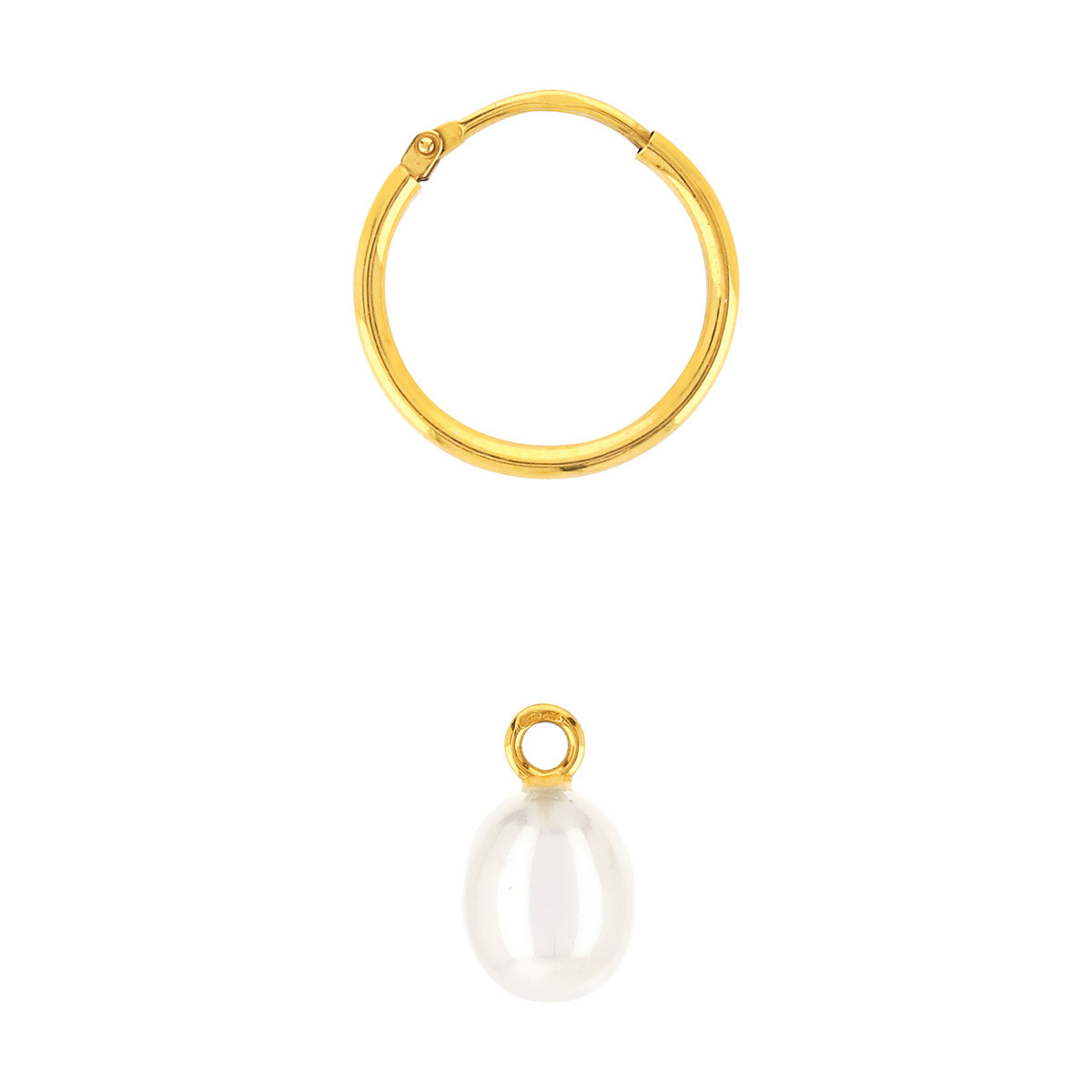 Créoles or jaune 375 perles de culture de Chine