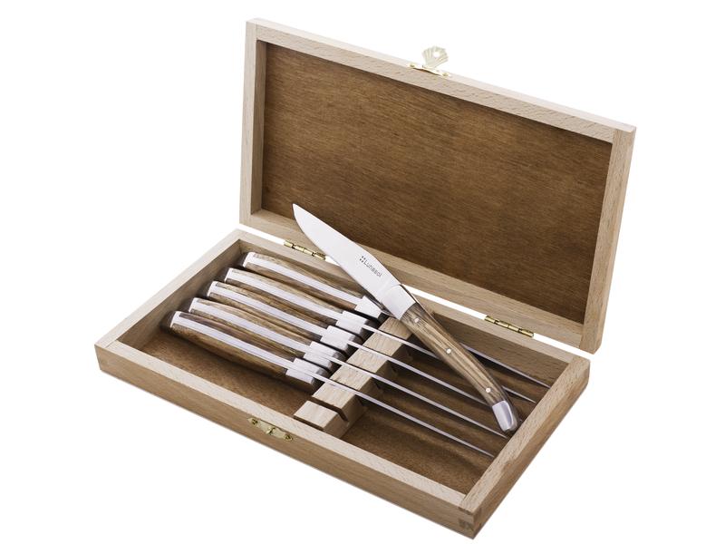 Sola Steakmesser-Set Basic Country Lunasol 6 Stück, Zebrano Steakmesser-Set in Holzbox