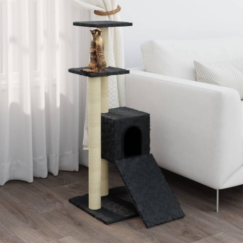 Arranhador com rampa vidaXL, cinza escuro, para gatos