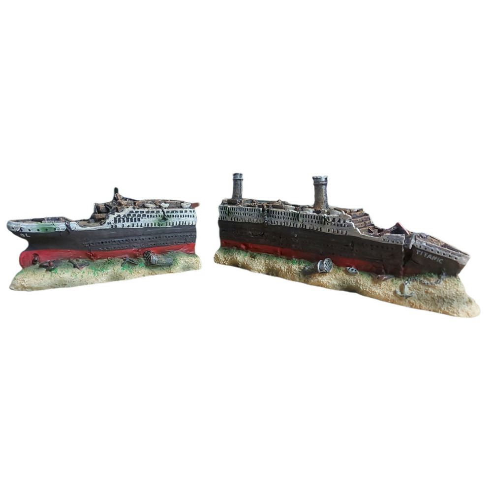 Décoration épave du titanic en deux parties 38 x 9,5 x 5,5 cm aquarium