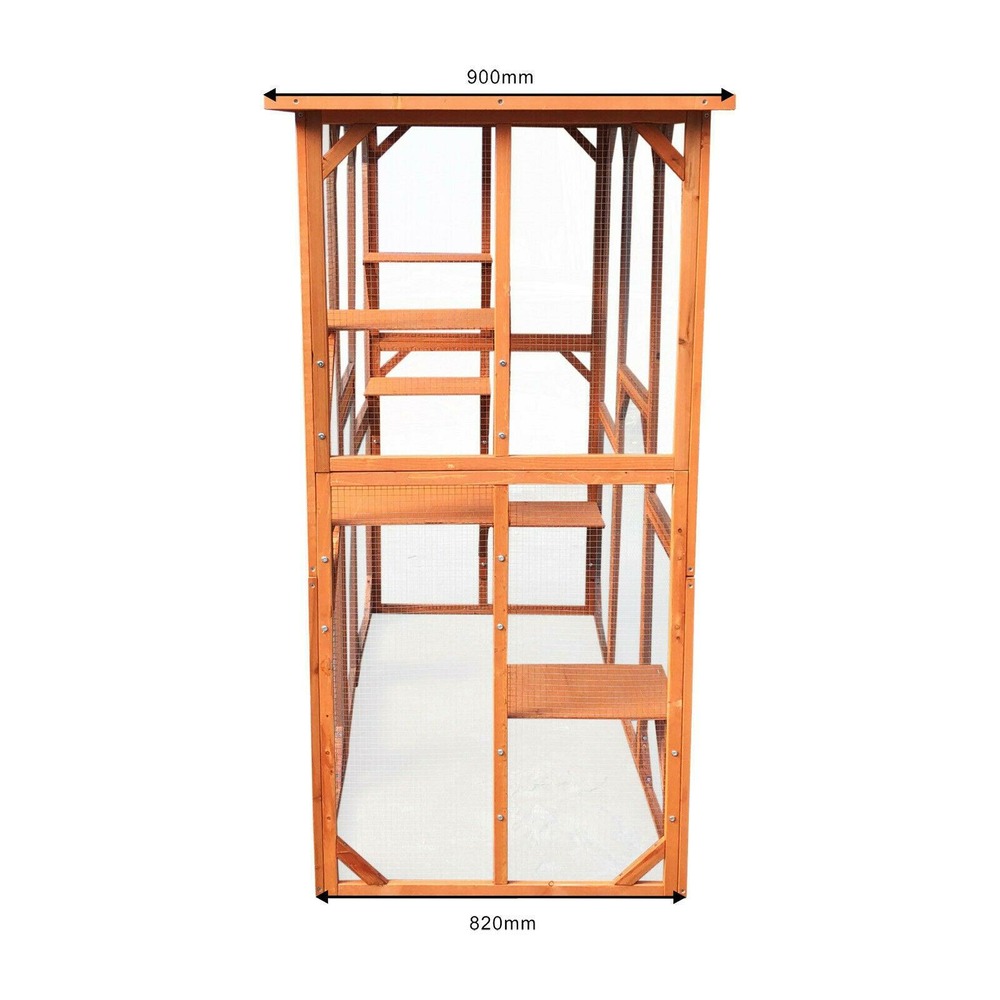 Enclos extérieur parc pour chat bois résistant 180x88x169cm 6 zones de repos