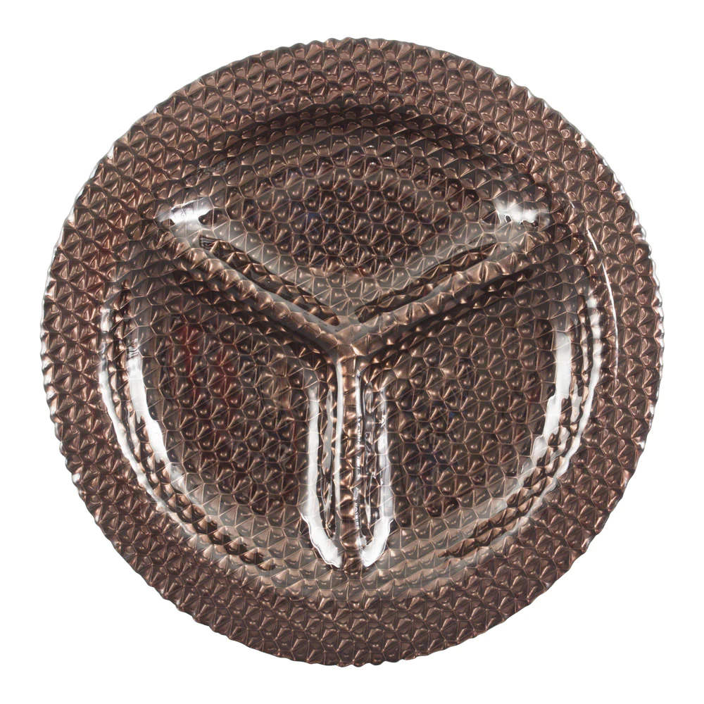 Plat hors d'œuvre 3 compartiments Tiffany marron Table passion