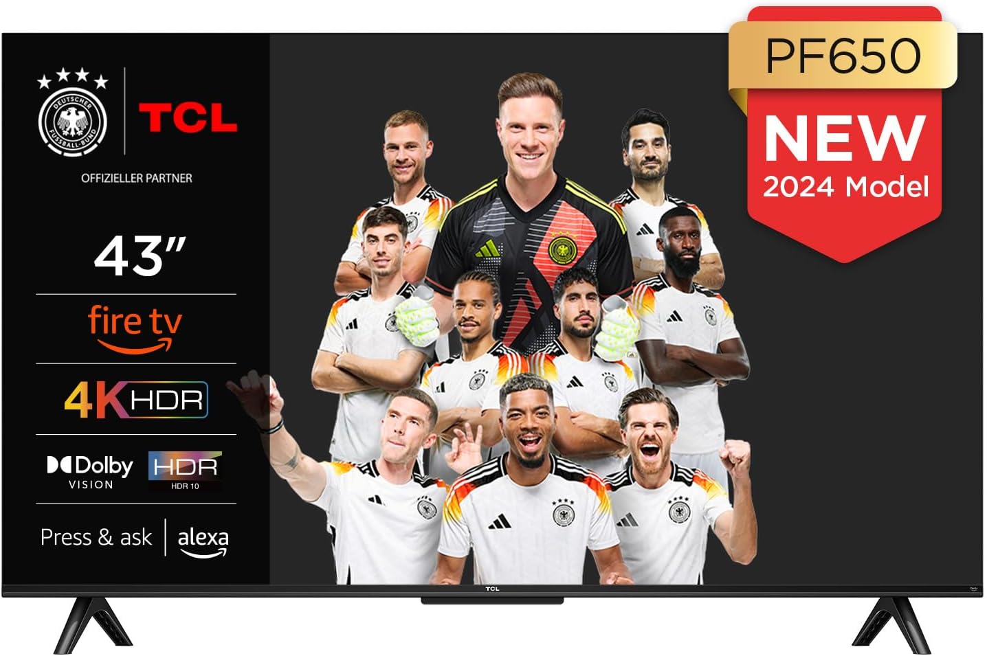 TCL 43PF650 43-Zoll 4K Ultra HD, HDR TV, Smart LED Fire TV (Dolby Vision, Dolby Atmos, DTS, HDR 10, Alexa integriert, Airplay2, Miracast)