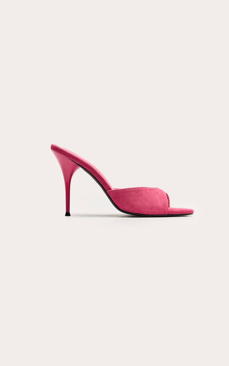 Rose Vif Mules À Talons Hauts En Synthétique
