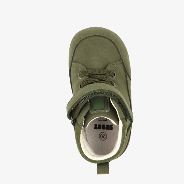 Groot leren babyschoenen groen met sterren
