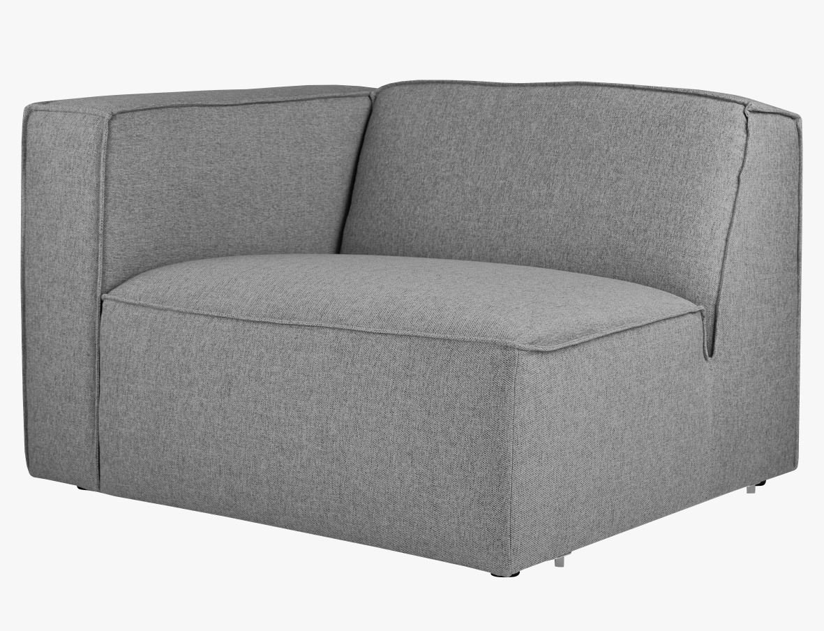 Modulsofa 1,5 seter m/armlene venstre grå - 110x93x73 cm
