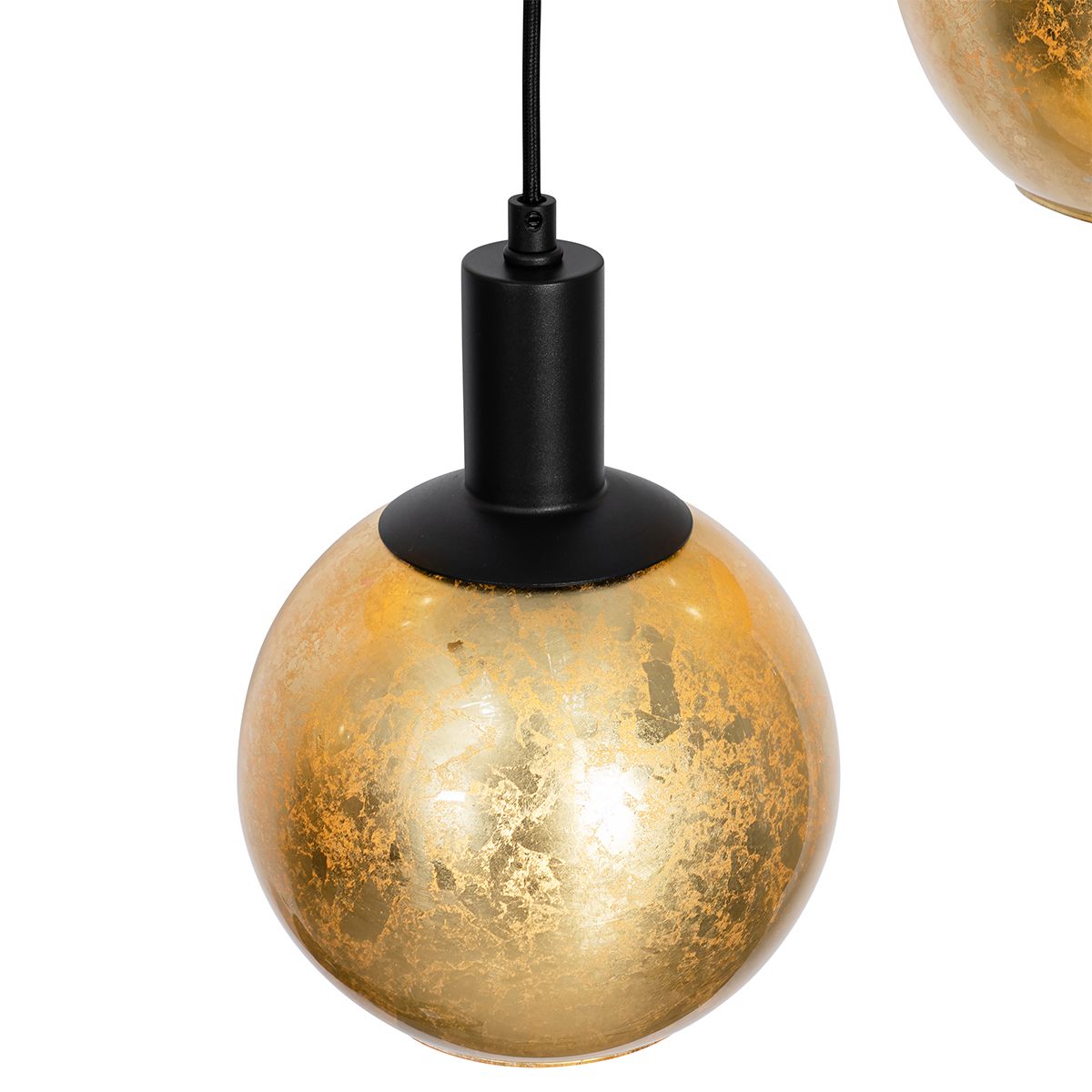 Smart hanglamp zwart met goud glas 7-lichts incl. 7 Wifi A60 - Bert