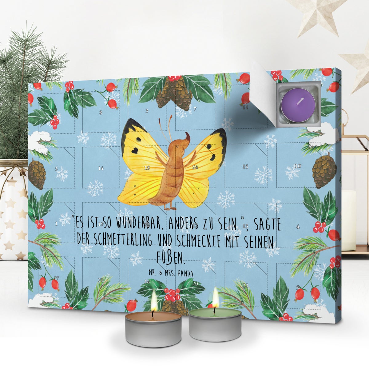 Mr. & Mrs. Panda Geurkaars Adventskalender Vlinder Brimstone Butterfly - Pastelblauw