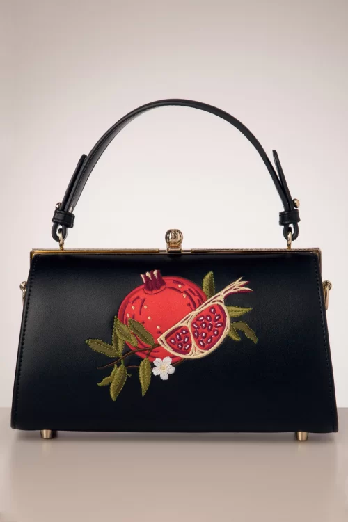 Banned Retro Pomegranate handtas in zwart