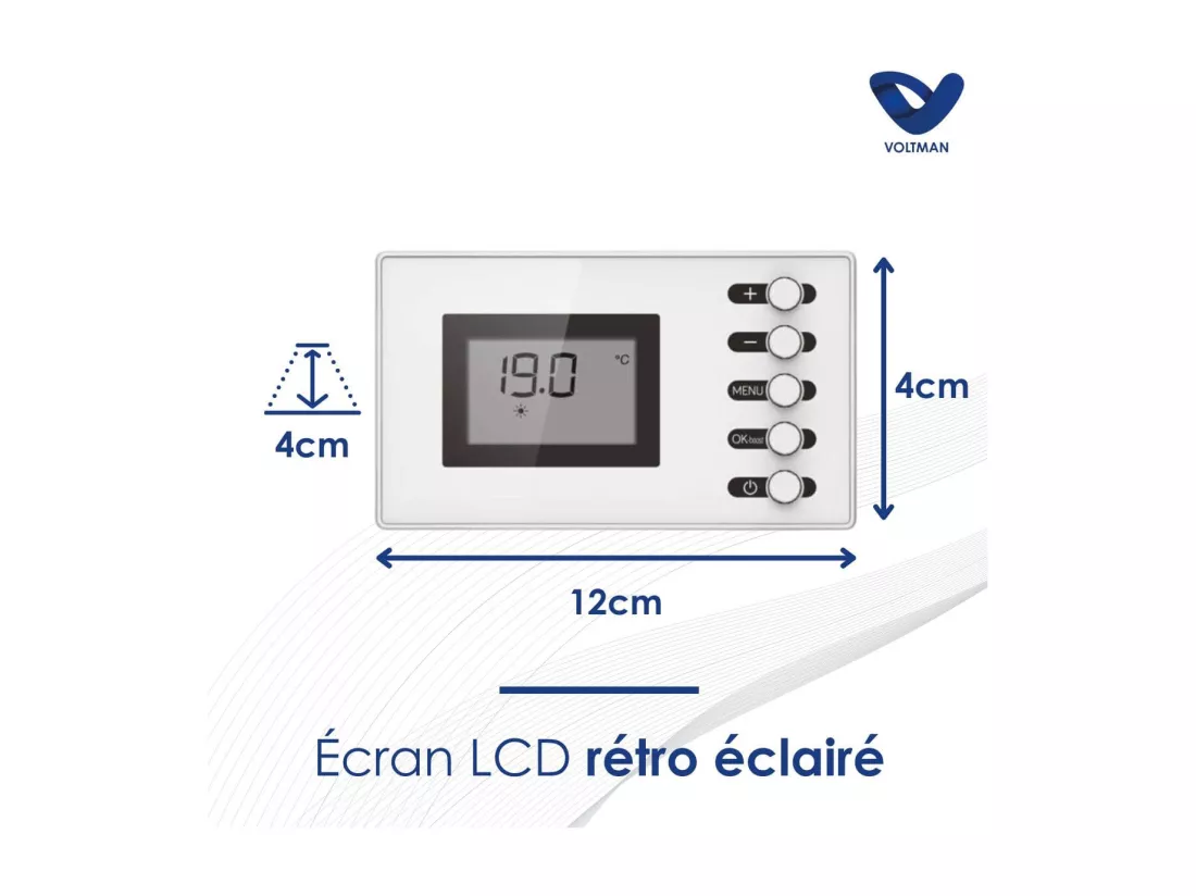 Chauffage sèche-serviette électrique 750W - inertie sèche - Blanc - Voltman