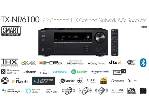 ONKYO TX-NR6100, 210 W, 7.2 kanaler, Surround, 240 W, 0,08%, 200 mV