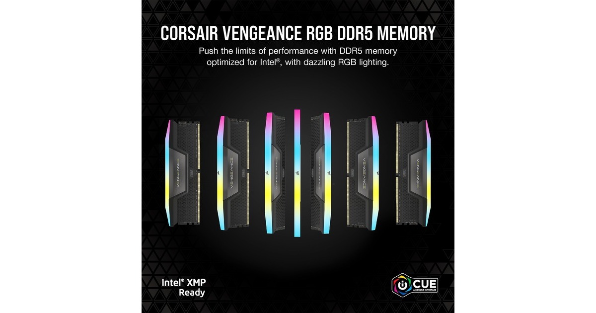Corsair96 GB DDR5-6000 Quad-Kit werkgeheugen  (Zwart, CMH96GX5M4B6000C30, Vengeance RGB, XMP)