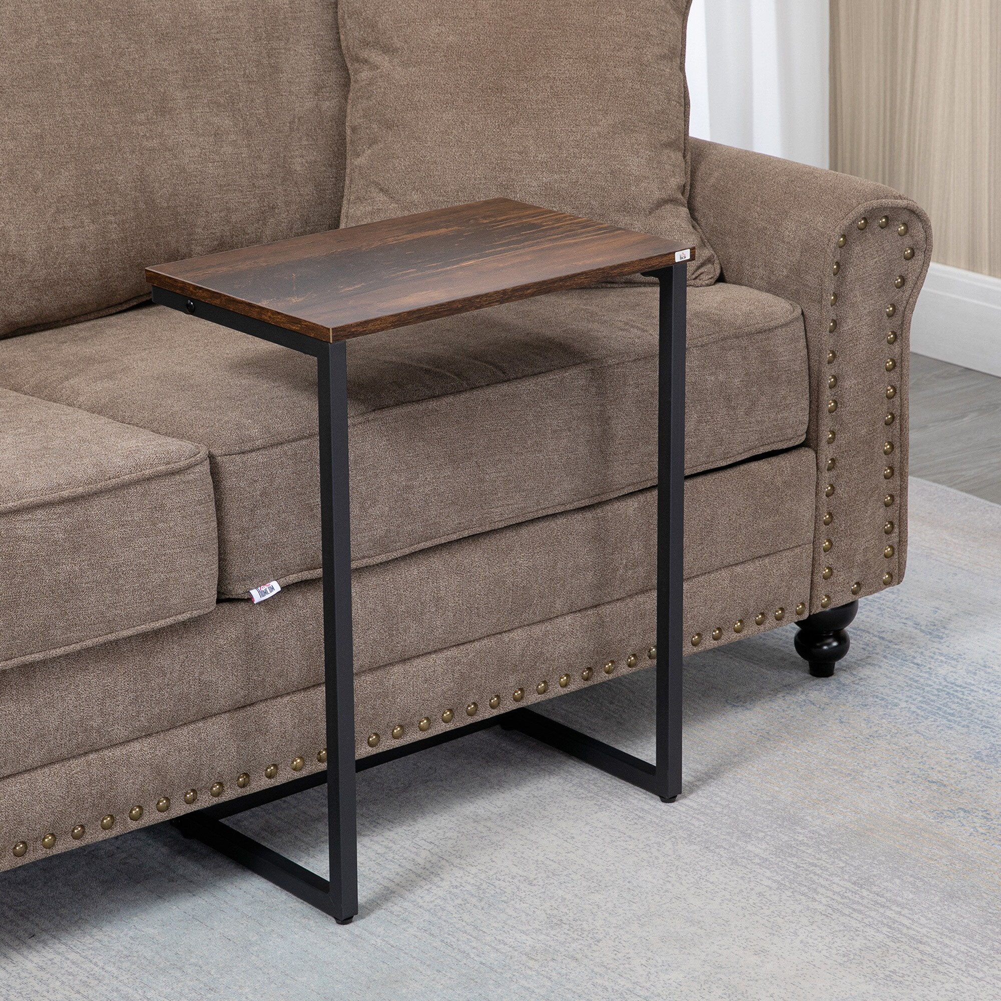 HOMCOM Beistelltisch-Set mit Stahlrahmen braun 45L x 30B x 60H cm