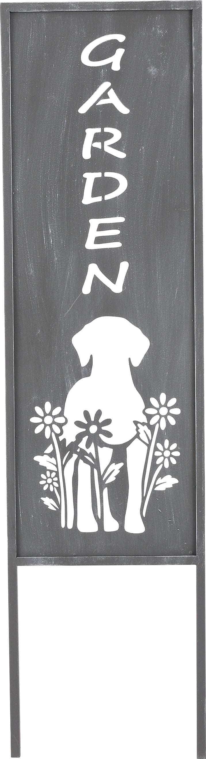 Mica Decorations tuinsteker garden hond grijs 22 x 1 x 83,5 cm