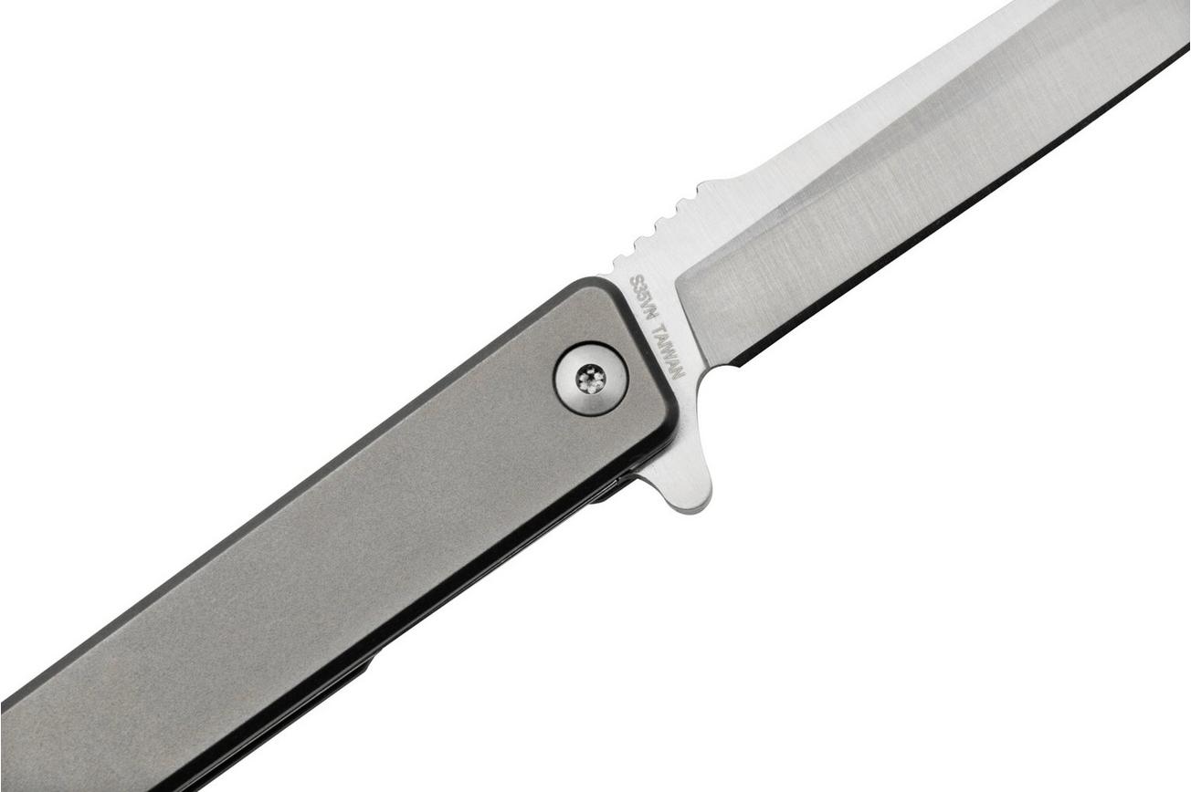 Ocaso Solstice 9HTS, S35VN Harpoon Satin Titanium, zakmes