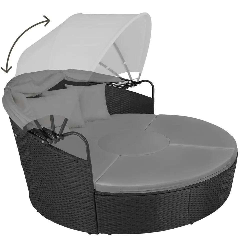 tectake Wicker zonne-eiland Santorini, Zwart