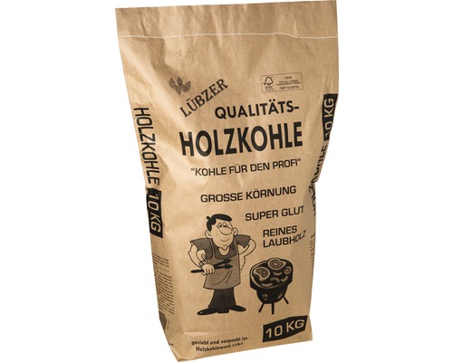 Professionele houtskoolpallet, 50 zakken van 10 kg, Lübzer barbecuehoutskool, grove korrel, puur hardhout